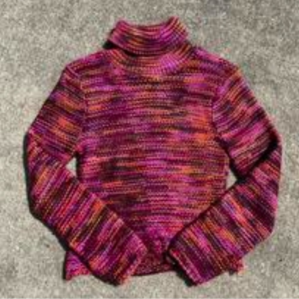 Paper Doll Pink and Orange Cowl Turtleneck Sweater